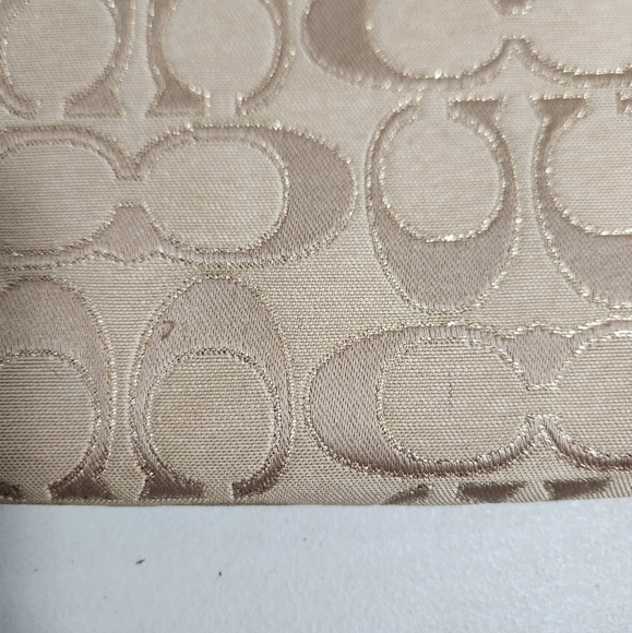 Coach Womens Signature Beige Canvas/Leather Wristlet/Clutch - Picture 8 of 16